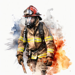 Firefighter Illustration, Generative Ai
