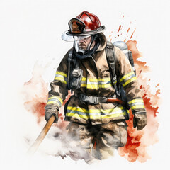 Obraz premium Firefighter Illustration, Generative Ai