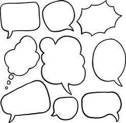 Vector bubbles speech set. hand-drawn. line vector