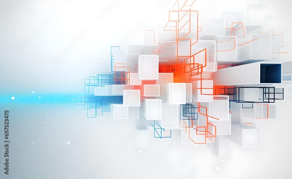 Poster digital technology white 3d geometry abstract graphics background.