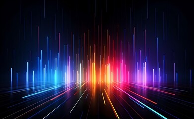 Colorful glowing optical fiber geometric abstract lines poster background