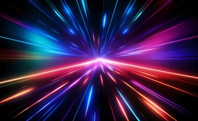 Colorful glowing optical fiber geometric abstract lines poster background