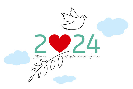 Carte de vœux 2024 colombe de la paix