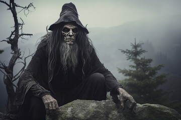 old, evil and scary witch halloween party