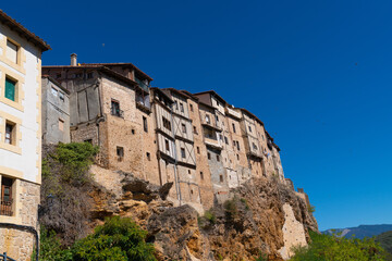 Fototapeta na wymiar Frias Spain hanging houses in historic medieval town on a hill Burgos province Castile and León