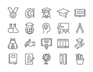 Education thin line icons. Editable stroke. For website marketing design, logo, app, template, ui, etc. Vector illustration.