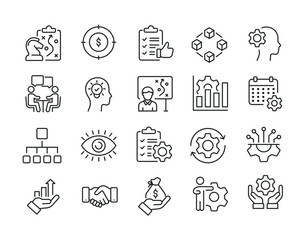 Operation management line icons. Editable stroke. For website marketing design, logo, app, template, ui, etc. Vector illustration.