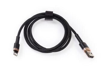 Cable USB Type-A to Lightning on a white background