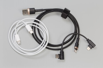 Different cables USB Type-A and Type-C to Lightning