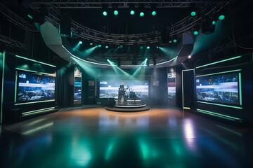 TV broadcast studio for producting news and talkshow