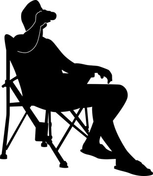 silhouette person sitting chair binoculars clip art preview