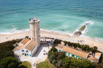 The Whales Lighthouse (el Phare des Baleines), at the western tip of the Île de Ré, France. The...