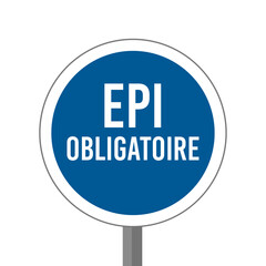 Port de EPI Panneau équipements sécurité au travail rond bleu