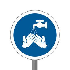 Lavage des mains EPI Panneau équipements sécurité au travail rond bleu