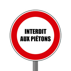 Interdit aux piétons Panneau rond rouge 