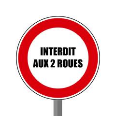 Interdit aux 2 roues Panneau rond rouge 
