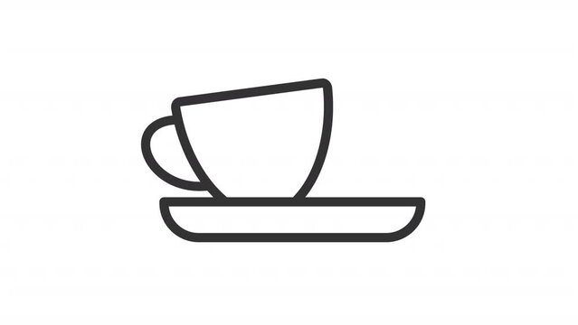 2D black simple thin line animation of coffee break, HD video with transparent background, seamless loop 4K video representing employee perks and bonuses.