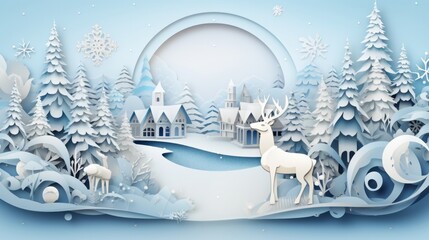 Photo of a paper cut of a deer in a snowy landscape