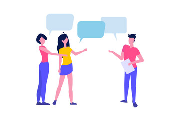 Staff conversation, team meeting or brainstorming concept. Vector illustrations for banner, website, landing page, flyer.