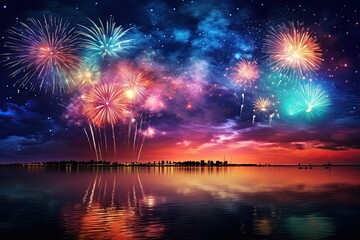 colorful fireworks on ant night sky