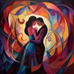 Intertwined Realities of Love. universal and profound feeling of love. Created with Generative AI