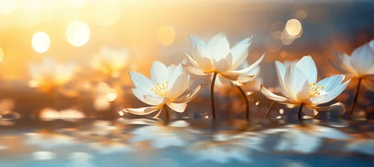 Photo sur Plexiglas Zen White lotus Generative AI technology.