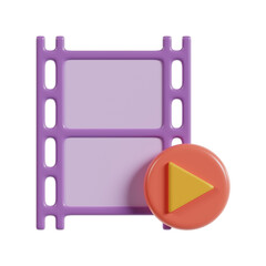 Play Button with Film Reel Illustration 3d icon