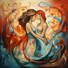 Ethereal Embrace. A universal and profound feeling of love. Created with Generative AI