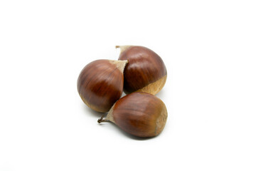 Chestnuts isolated on white background.