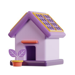 Eco Friendly House with Solar Panels Illustration 3d icon