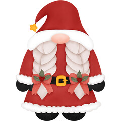 Watercolor Christmas Gnome. Watercolor Christmas Illustration. Cute Gnome.