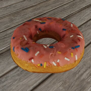donut with pink chocolate