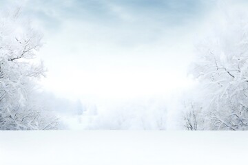 Fototapeta na wymiar White snow covered Christmas banner on white background Generative AI