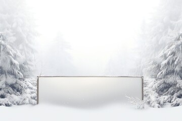 White snow covered Christmas banner on white background Generative AI