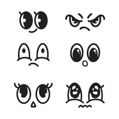 Set of cartoon eyes handdrawn for element, facial expression, face
