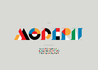Vector of stylized modern font and alphabet
