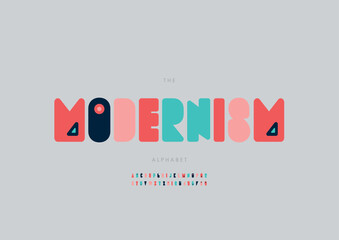 Vector of stylized modern font and alphabet