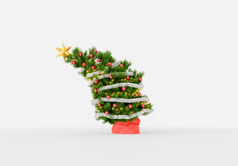 folded christmas tree isolated on white background - obrazy, fototapety, plakaty