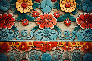 Colorful Mexican wood carving
