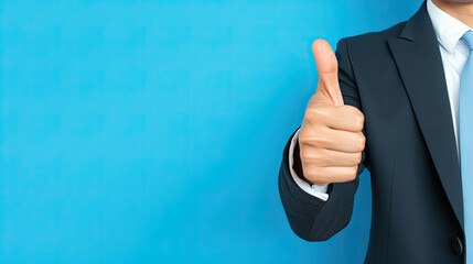 businessman showing thumbs up, close up
