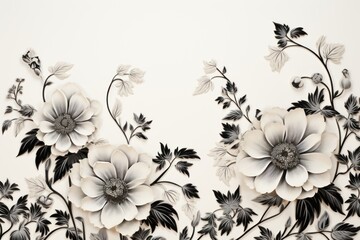 stylish retro engravings style floral composition, ai tools generated image