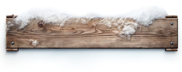 White snow covered empty Christmas wooden sign on white background Generative AI