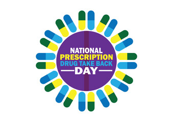 National Prescription Drug Take back Day. Holiday concept. Template for background, banner, card, poster with text inscription. Vector illustration.