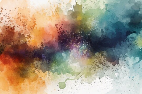 Abstract watercolor brush spatter digital art painting with soft focus for textured background. Generative AI