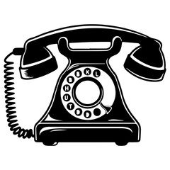 old vintage retro phone, Vector hand drawn illustration of retro phone in vintage engraved style. rotary dial telephone
