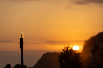 Sunset view from a temple in Bali