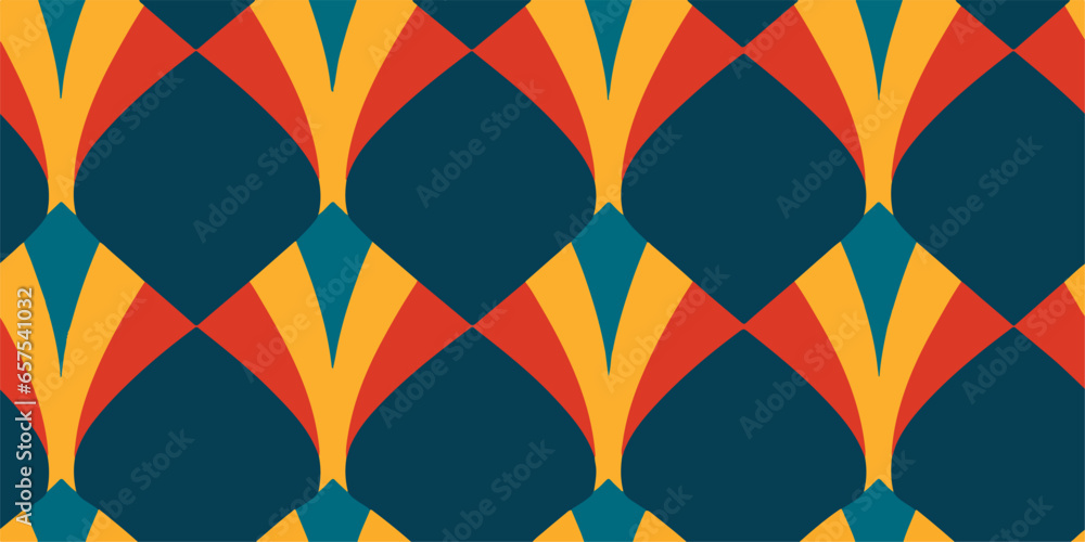 Poster mid-century geometric abstract pattern with simple shapes and beautiful color palette. simple geomet