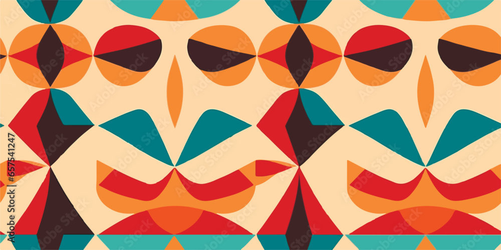 Poster mid-century geometric abstract pattern with simple shapes and beautiful color palette. simple geomet