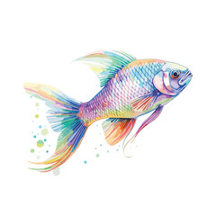 Rainbow fish watercolor vector 