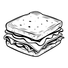 hand drawn sandwich Illustration, sandwich doodle, 